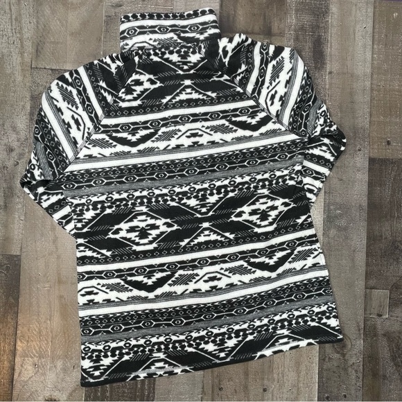 Eddie Bauer Quarter Zip Fleece Pullover Black and White size Medium - Picture 8 of 12